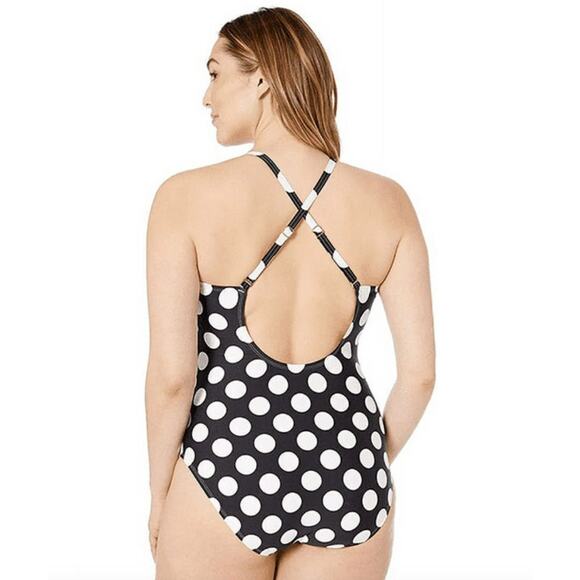 La Blanca Polka Dot Lace-Up Tummy Control One-Piece Swimsuit Size 18W NWOT - Picture 3 of 8